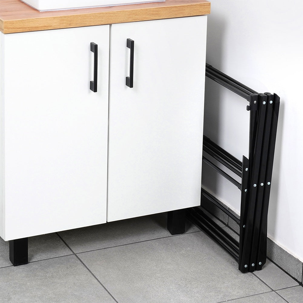 Black metal vertical extendable laundry rack 44.5-75x37.5x105 cm