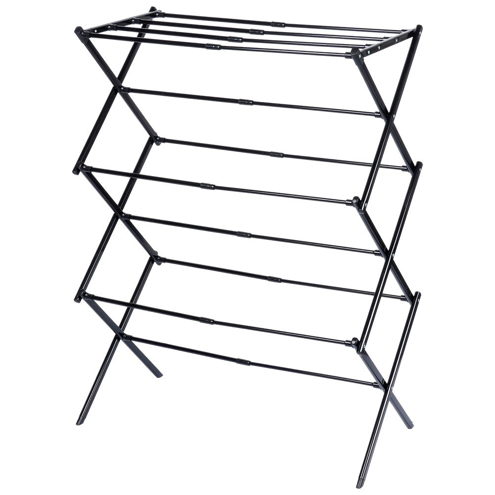 Black metal vertical extendable laundry rack 44.5-75x37.5x105 cm