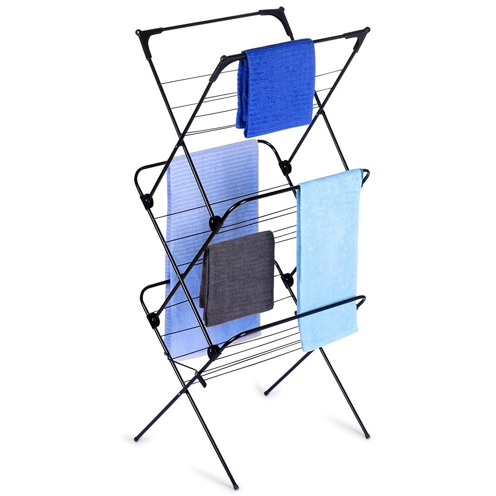 Black metal vertical laundry rack 61x58x136 cm