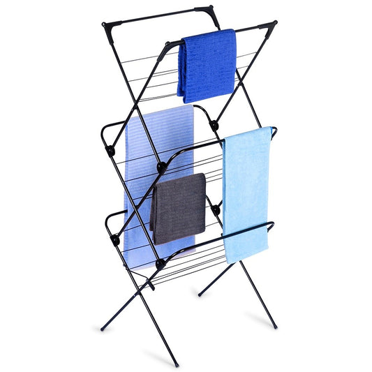 Black metal vertical laundry rack 61x58x136 cm