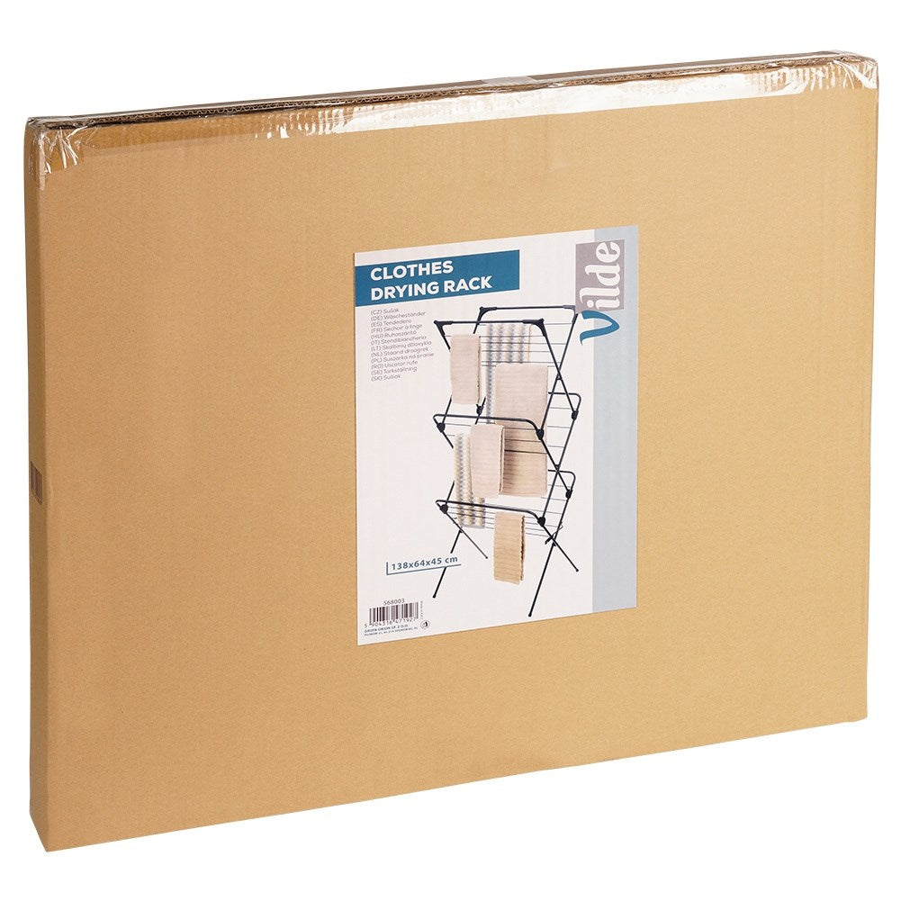 Black metal vertical laundry rack 61x58x136 cm