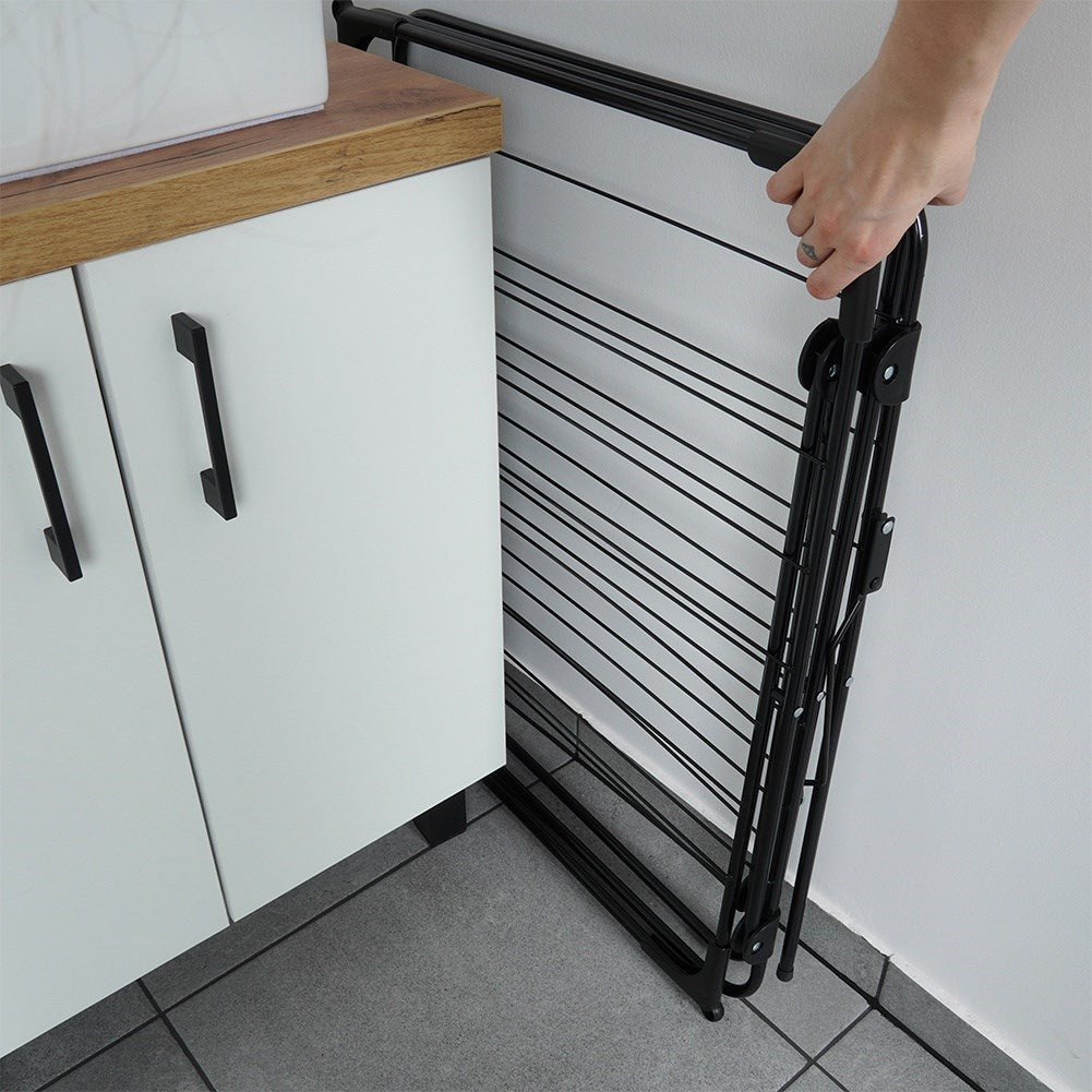 Black metal vertical laundry rack 61x58x136 cm