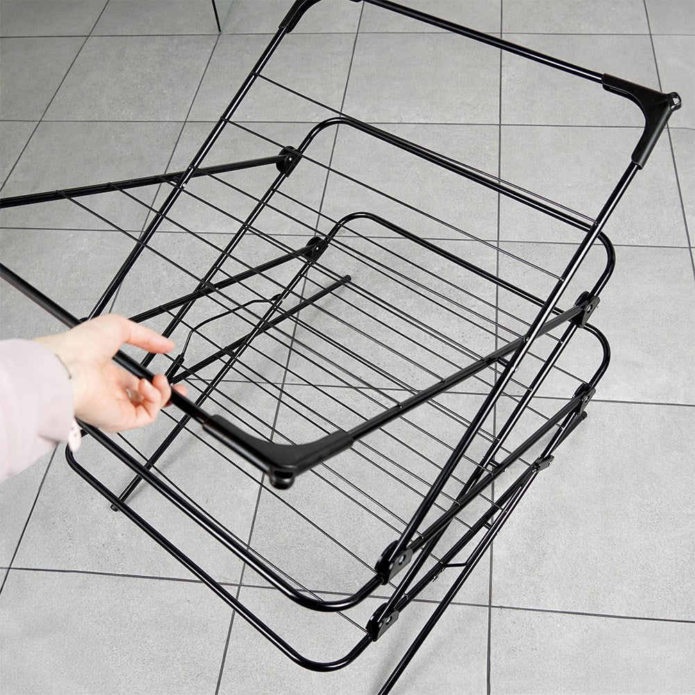 Black metal vertical laundry rack 61x58x136 cm
