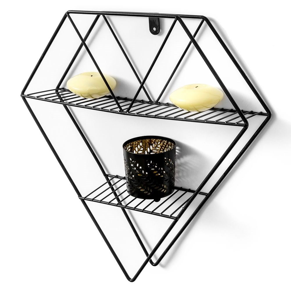 Black metal wall shelf 38x10x42.5 cm