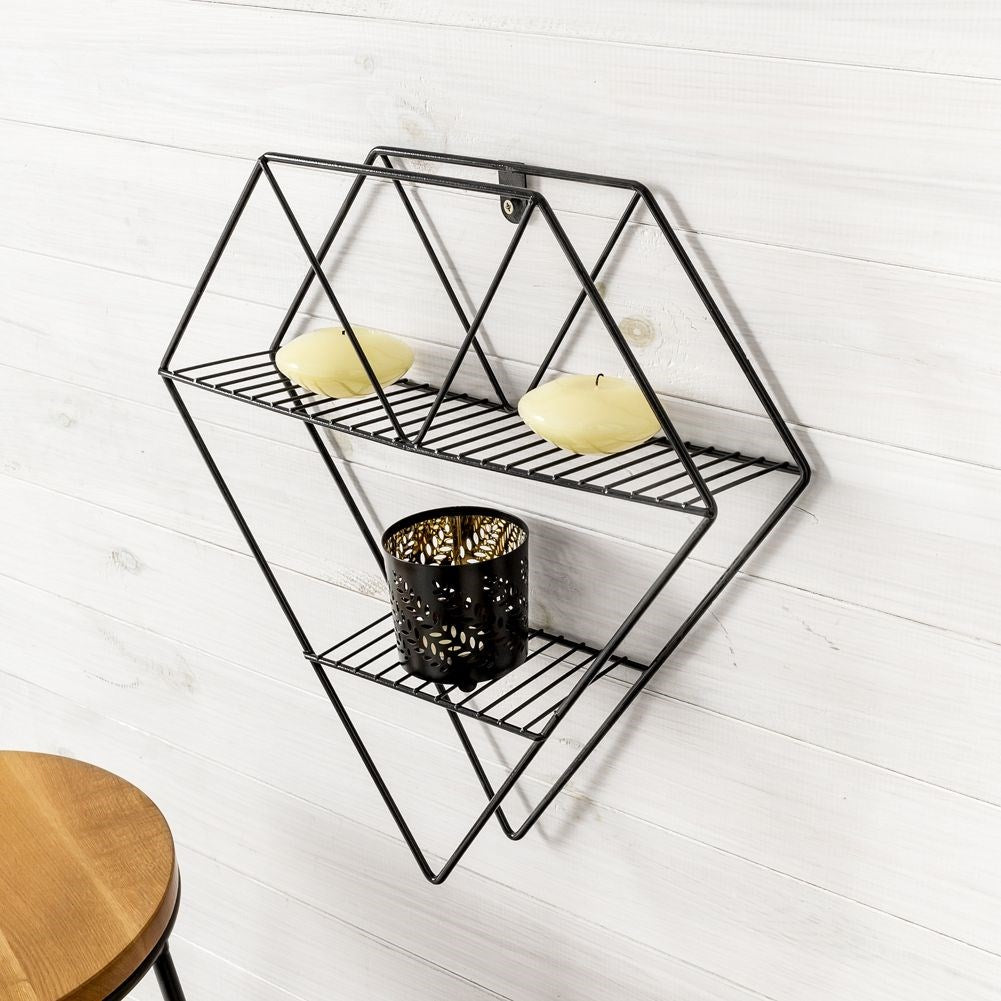 Black metal wall shelf 38x10x42.5 cm