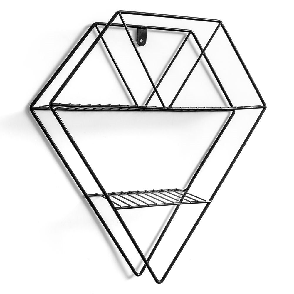 Black metal wall shelf 38x10x42.5 cm