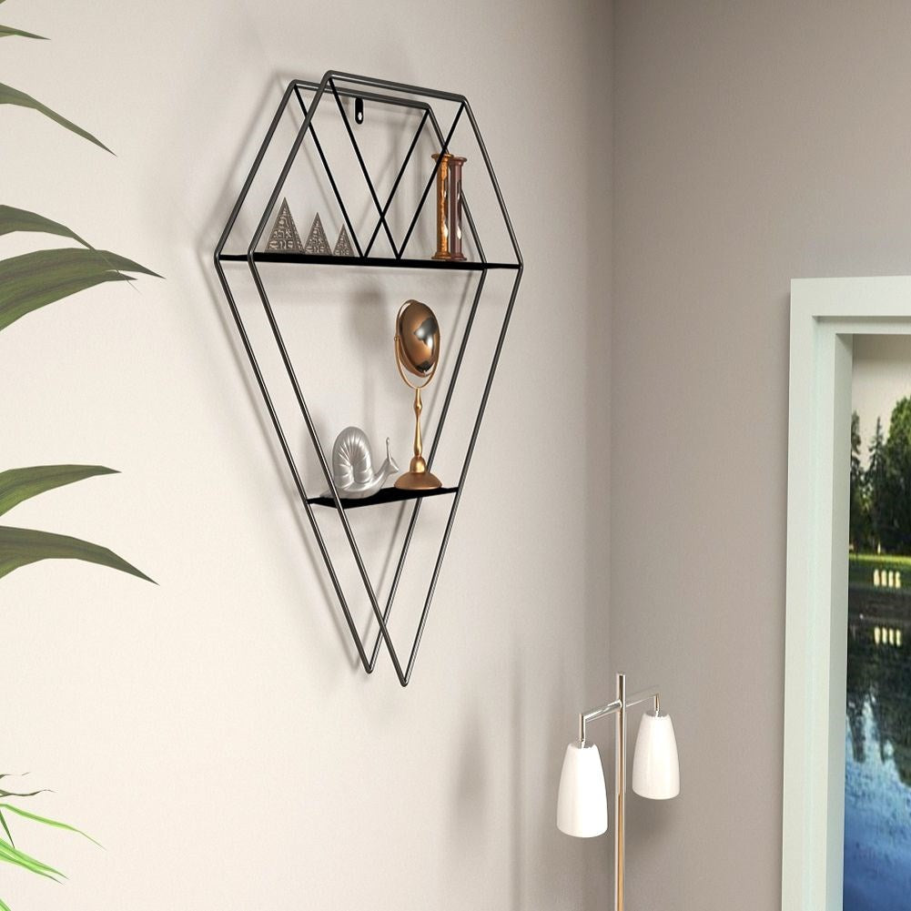 Black metal wall shelf 38x10x42.5 cm
