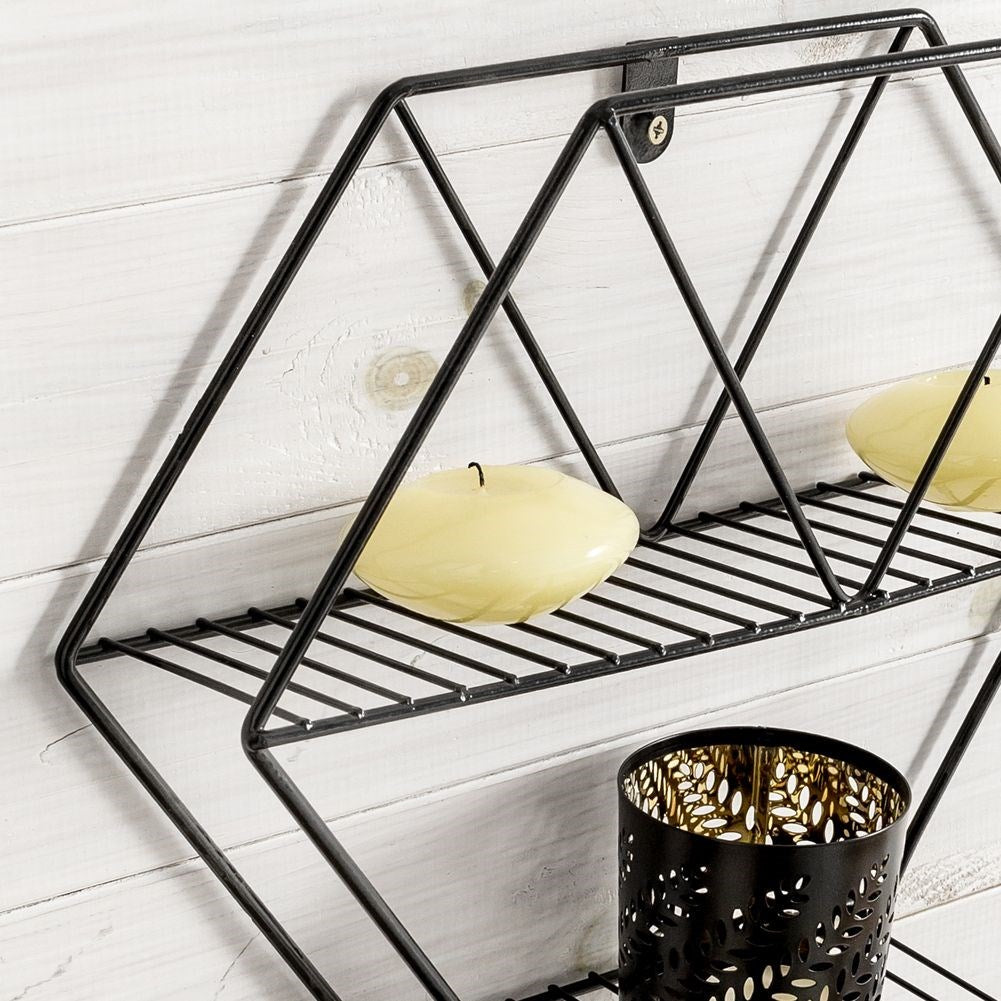 Black metal wall shelf 38x10x42.5 cm