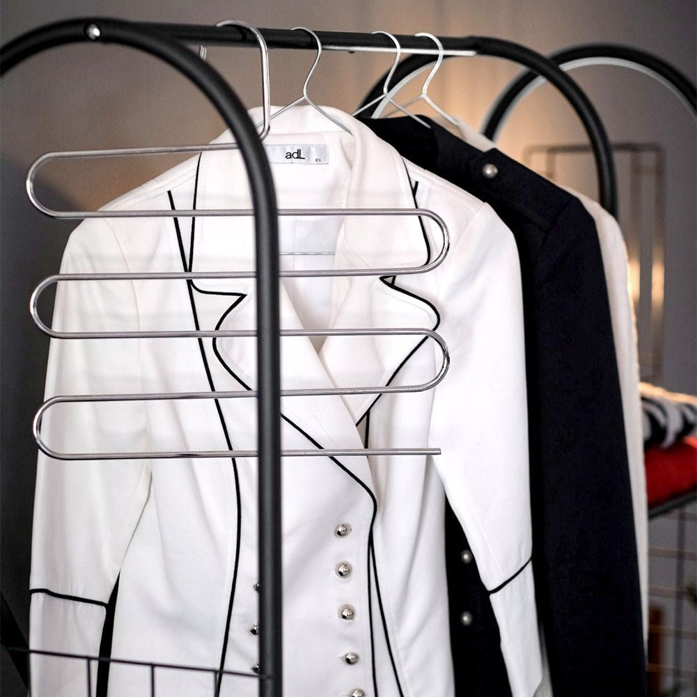 Black metal wardrobe with clothes hanger and four shelves