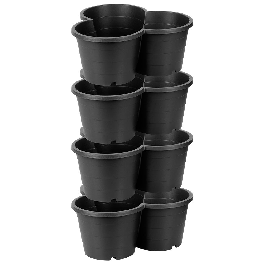 Black plastic garden pot, cascading, 4-tier, 4 pcs.