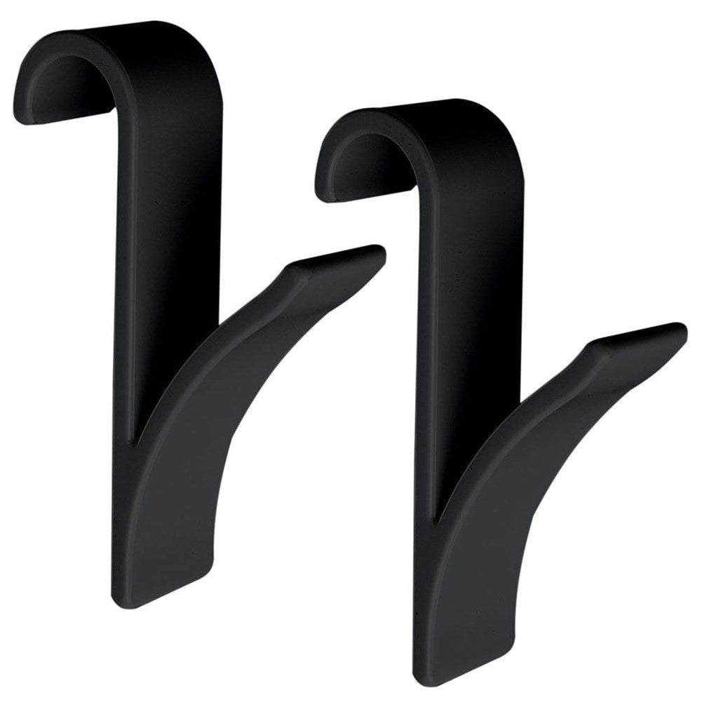 Black plastic hooks for towels and clothes, 2-pack