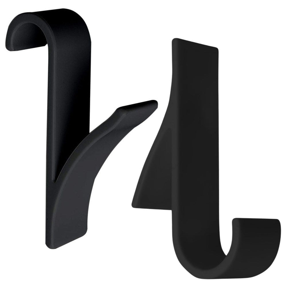 Black plastic hooks for towels and clothes, 2-pack