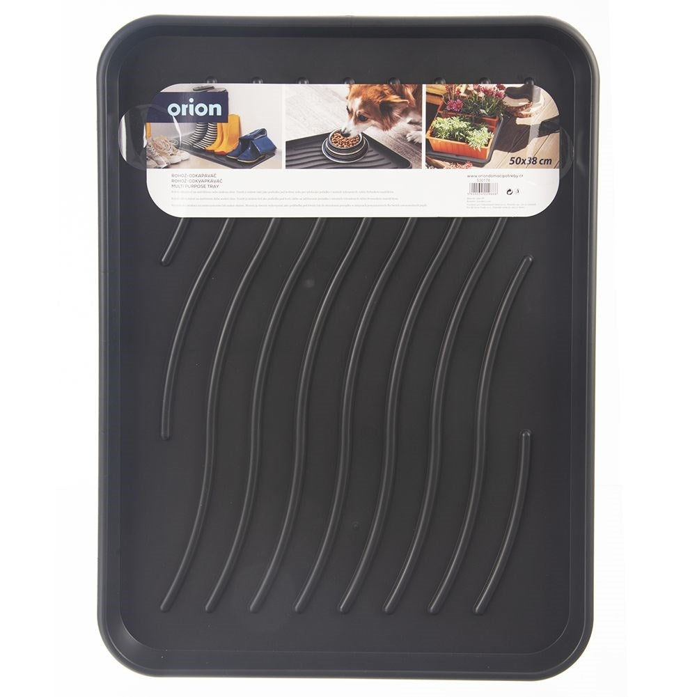 Black plastic shoe holder - protects the floor from dirt and water
