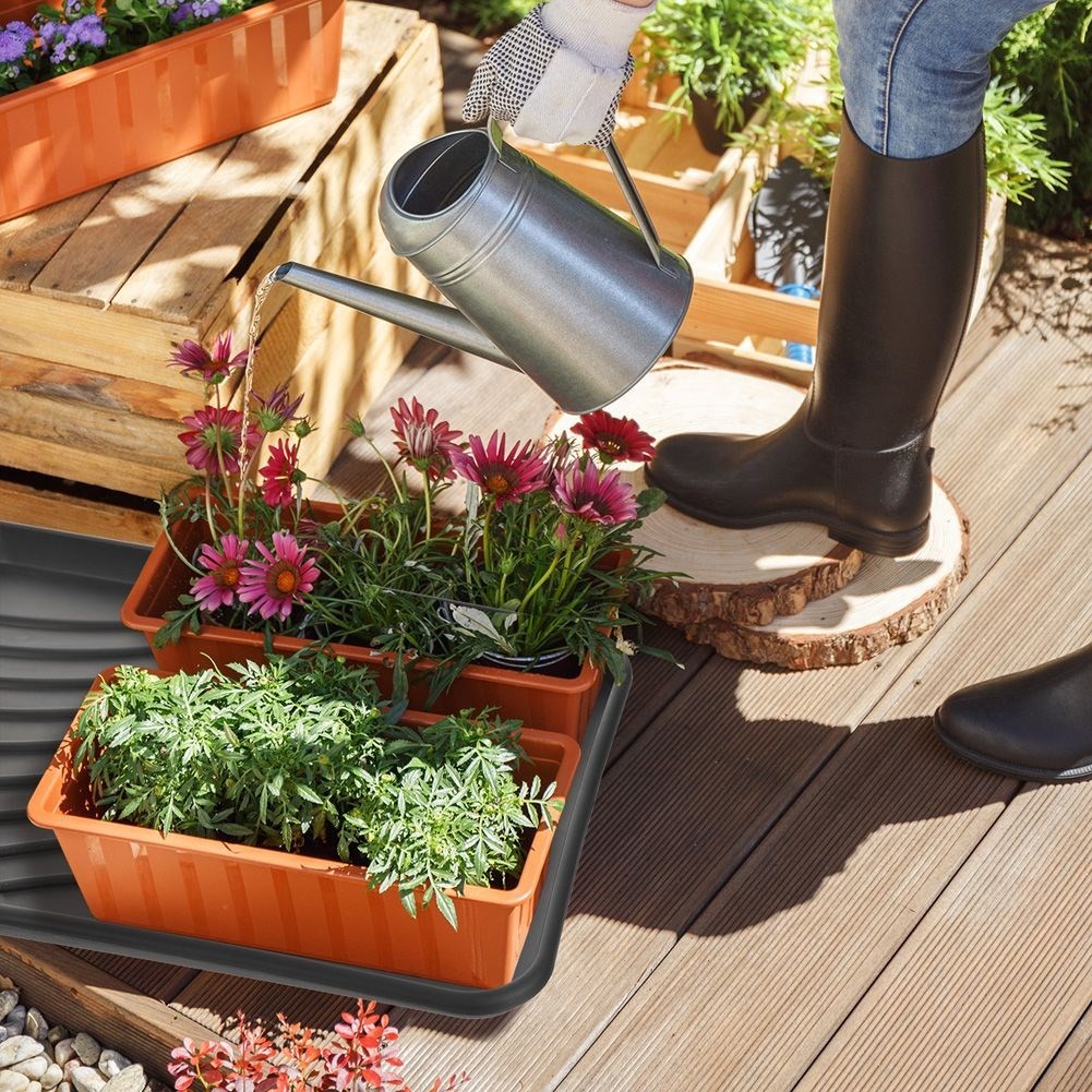 Black plastic shoe holder - protects the floor from dirt and water