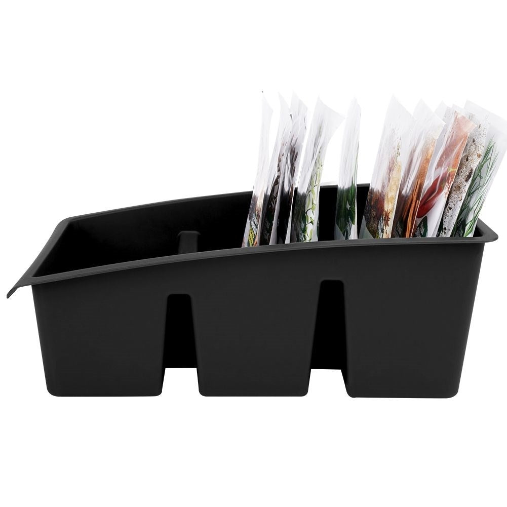 Black plastic spice storage for order in cupboards and drawers