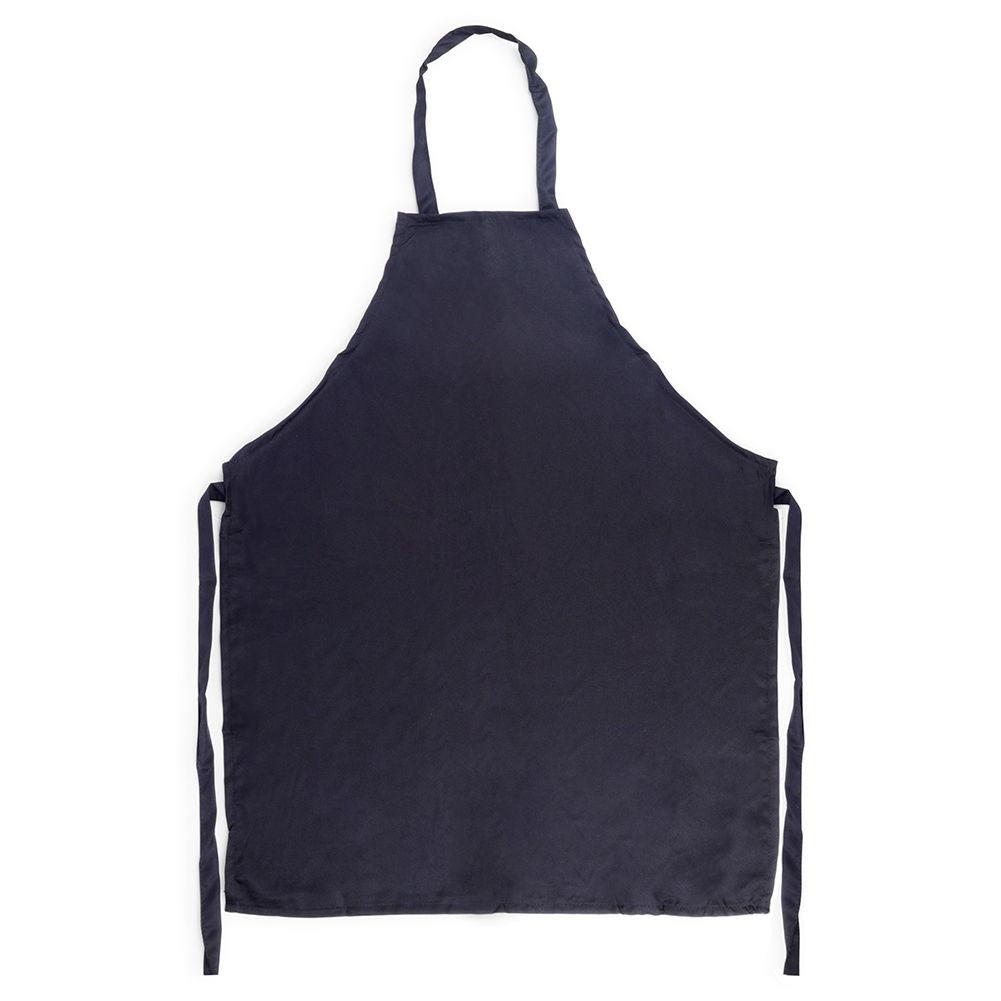 Black polyester apron with waistband for cooking