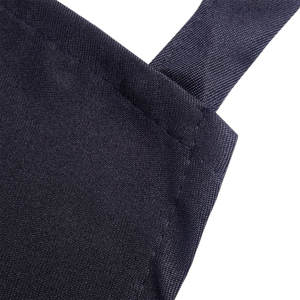 Black polyester apron with waistband for cooking