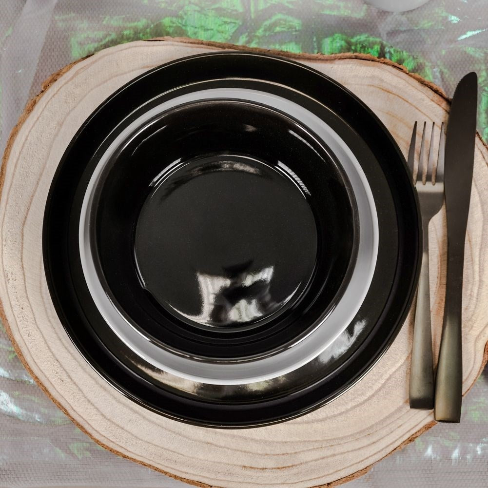 Black porcelain bowl for soup, cereal, yogurt & snacks