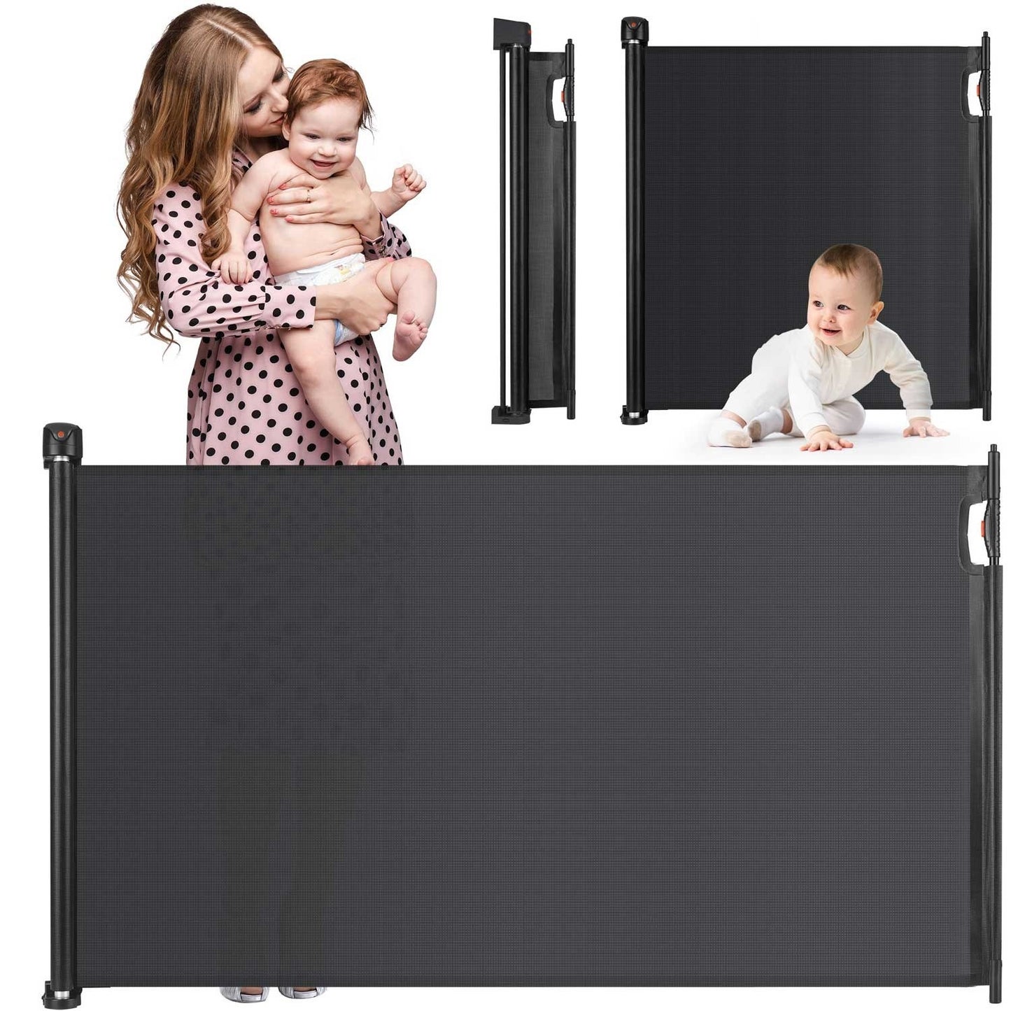 Black retractable security gate from Nukido