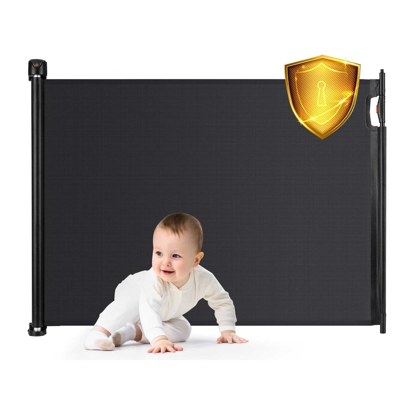 Black retractable security gate from Nukido