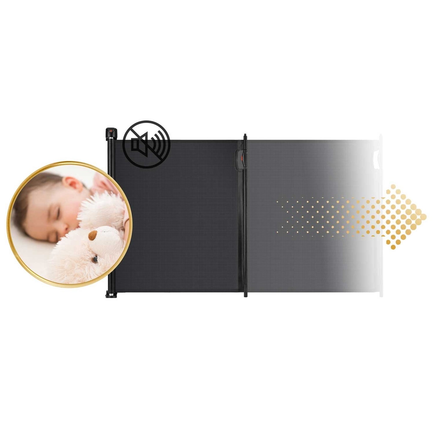 Black retractable security gate from Nukido