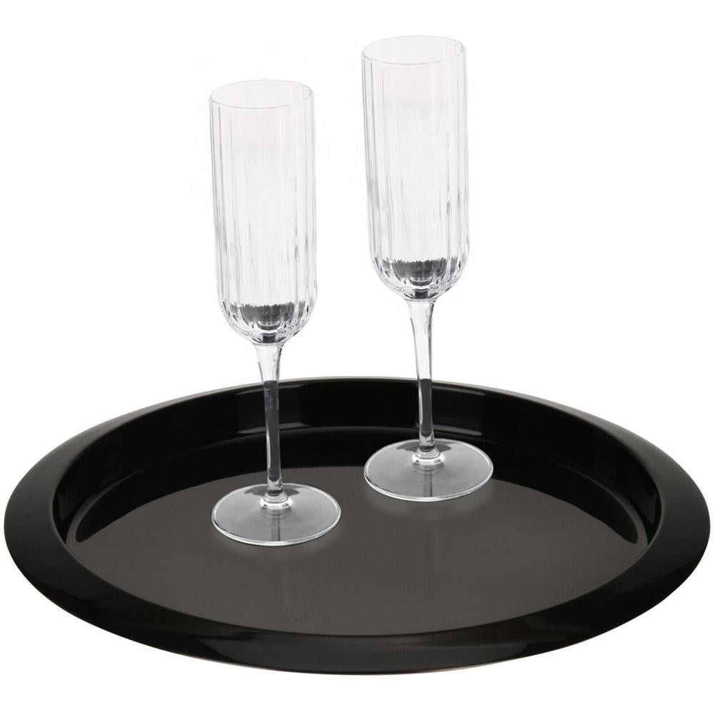 Black serving tray in stainless steel for home & restaurant