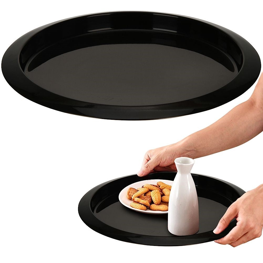 Black serving tray in stainless steel for home & restaurant