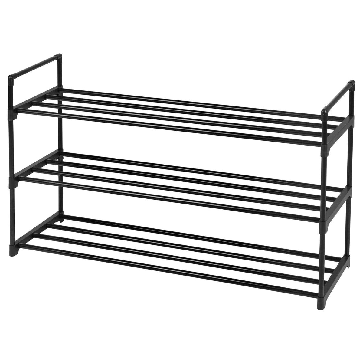 Black shoe rack cabinet with 3 shelves