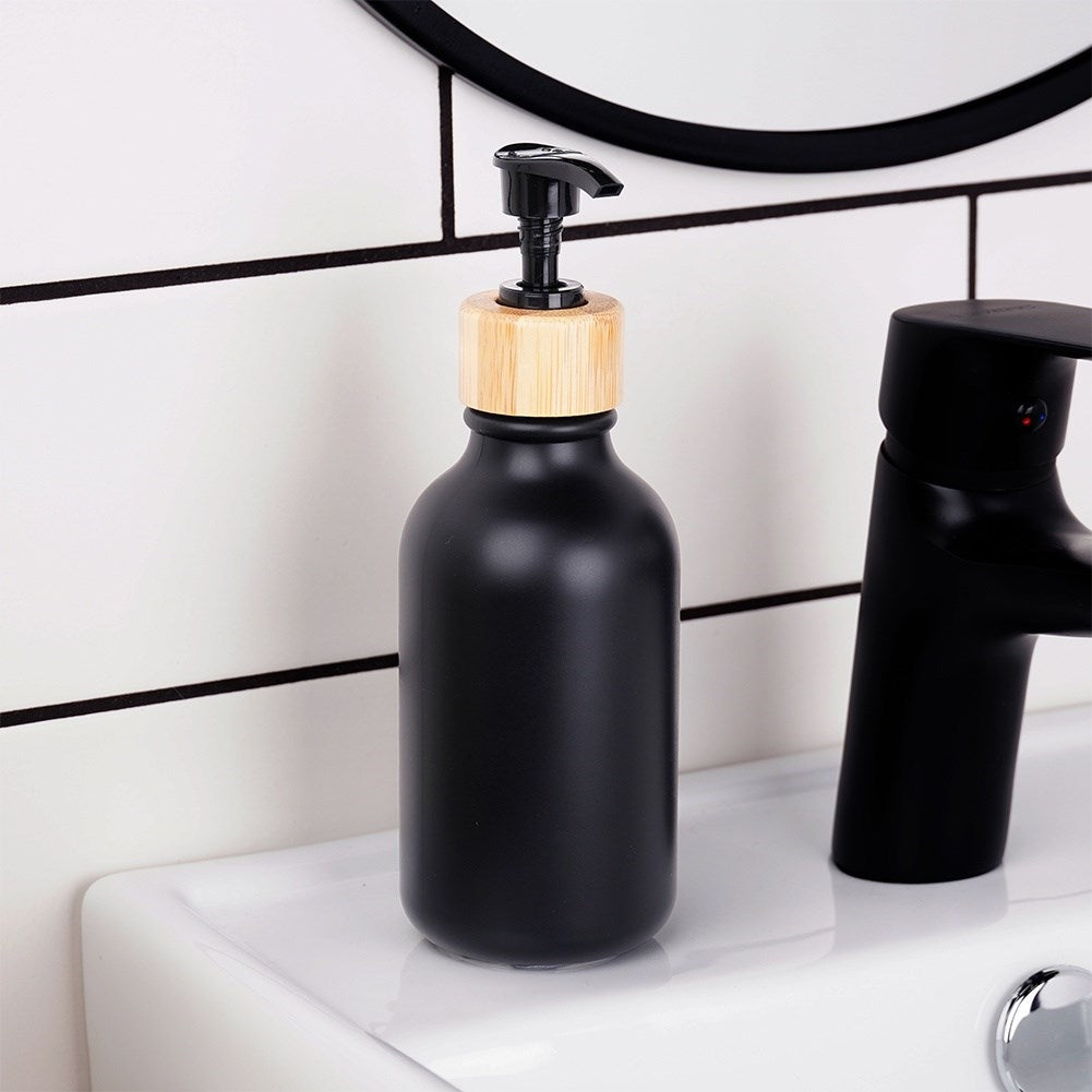 Black soap pump with locking function for kitchen and bathroom