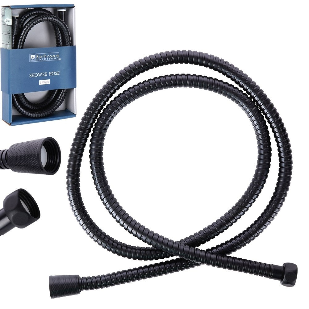 Black stainless shower hose 150 cm, standard threads 1/2