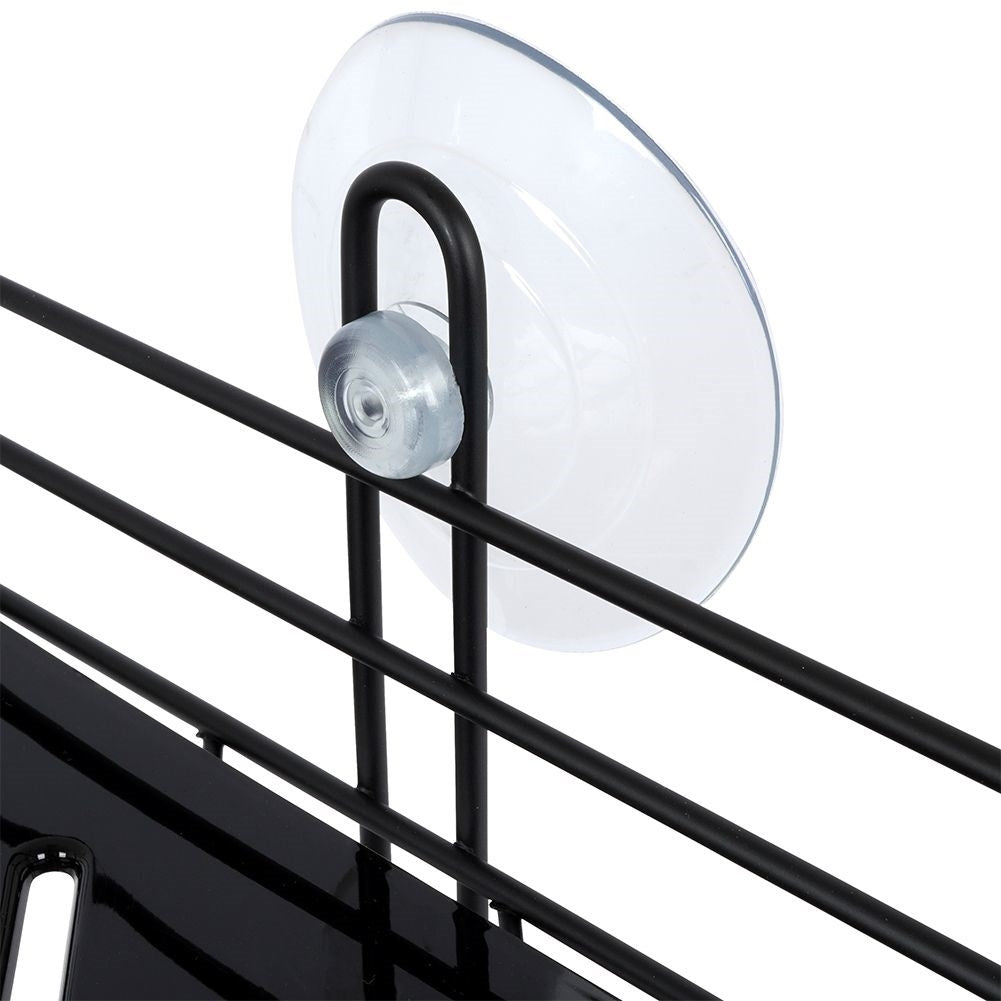 Black stainless steel bathroom shelf with suction cups for shower