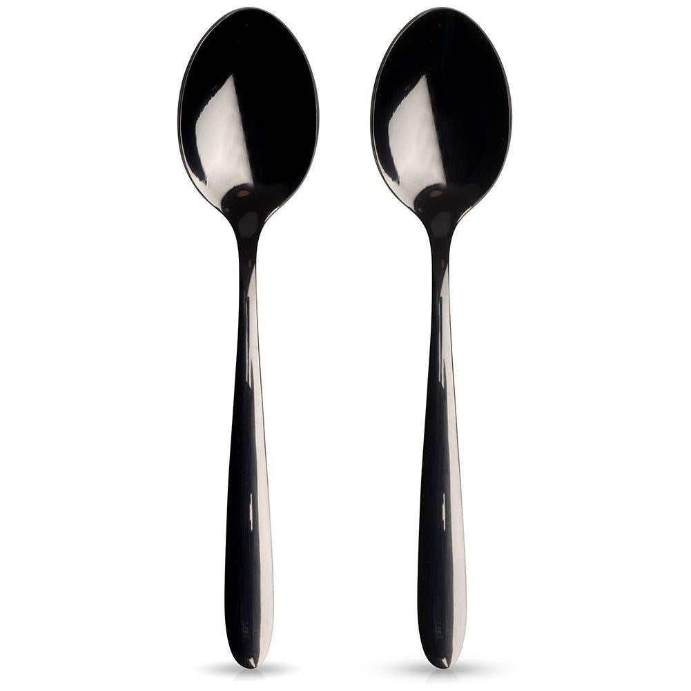 Black stainless steel spoons for coffee and tea - 2-pack
