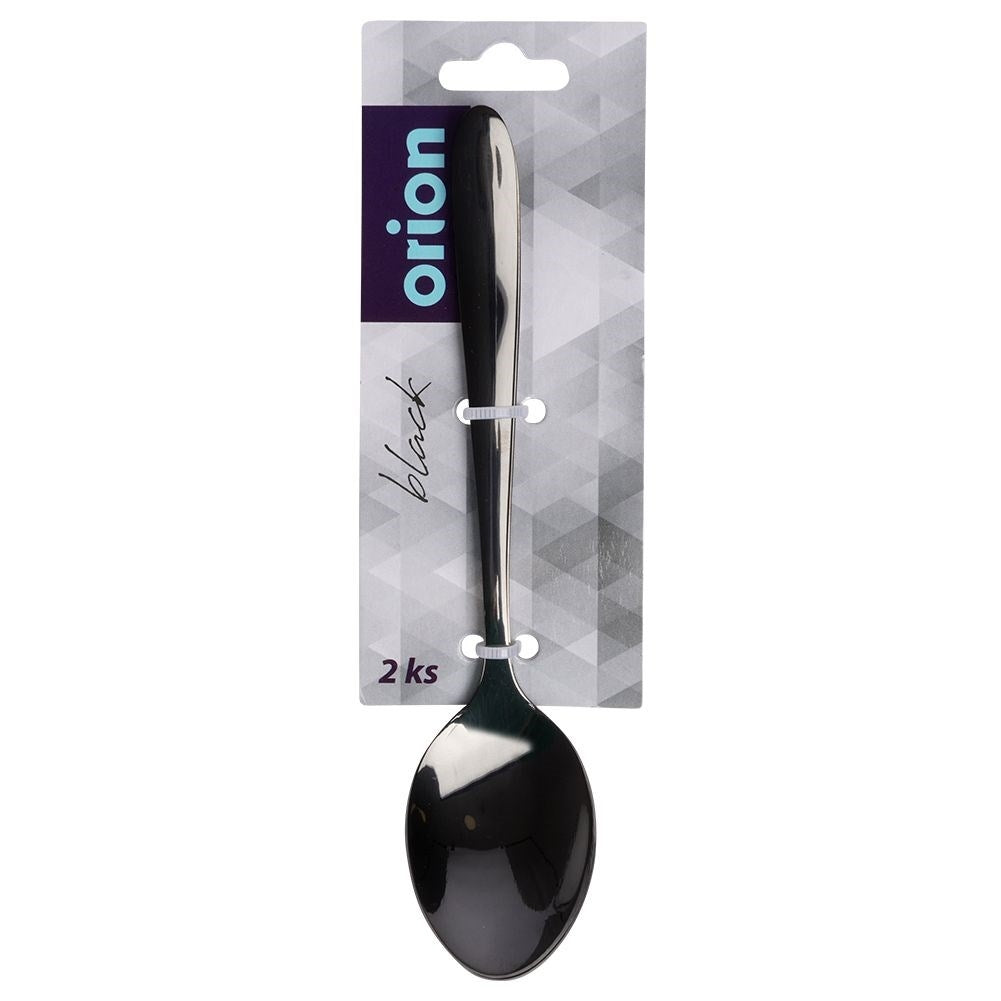 Black stainless steel spoons for coffee and tea - 2-pack