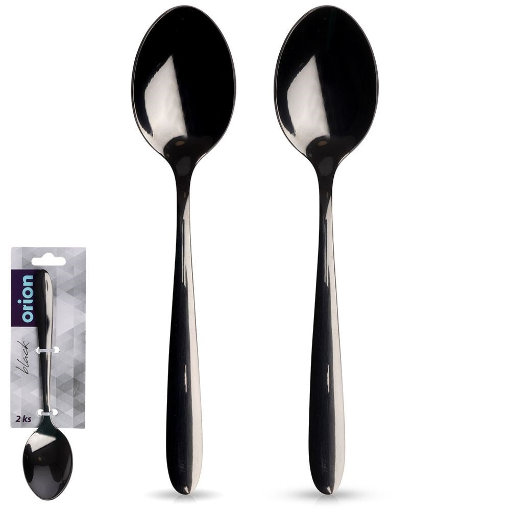 Black stainless steel spoons for coffee and tea - 2-pack