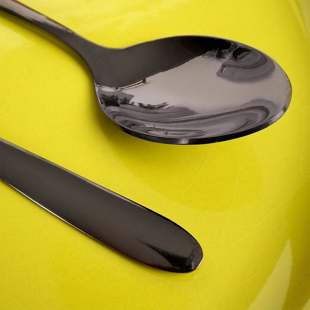 Black stainless steel spoons for coffee and tea - 2-pack