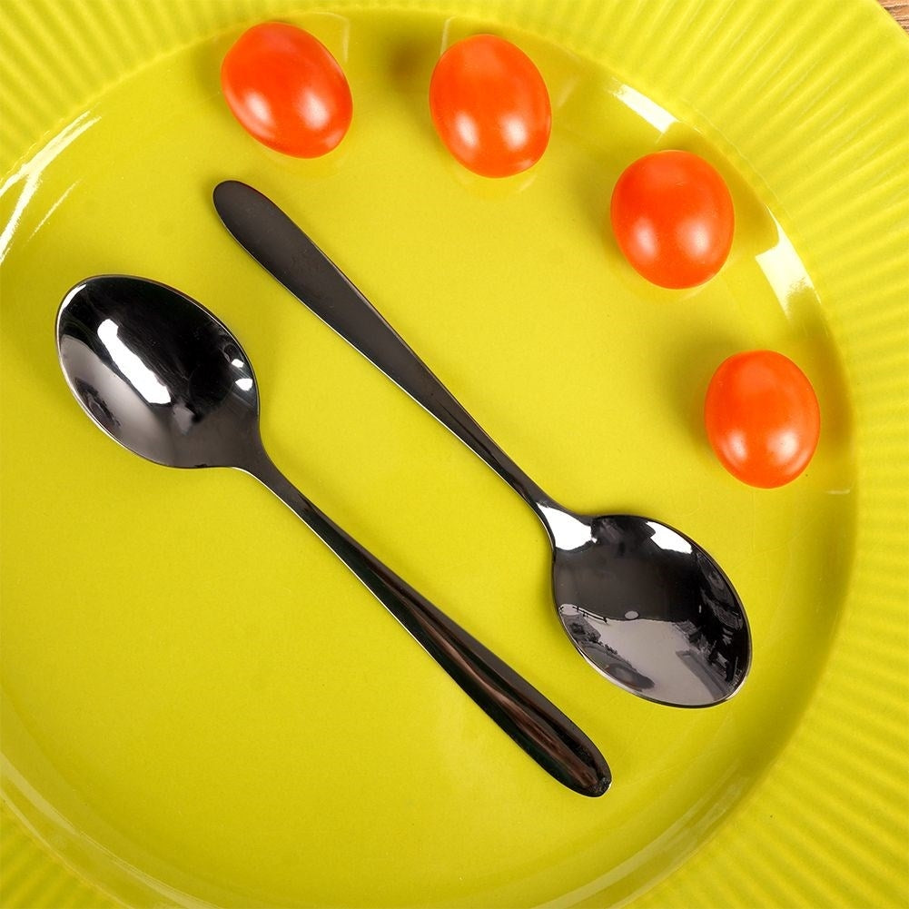 Black stainless steel spoons for coffee and tea - 2-pack