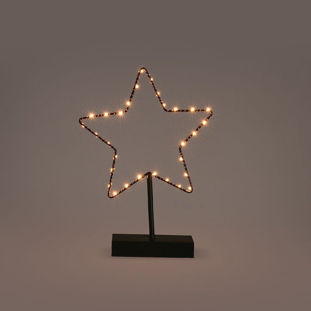 Black star lamp 34 cm with 30 LEDs, battery operated