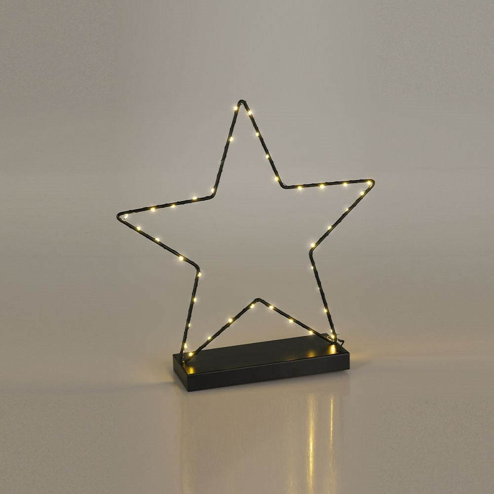 Black star lamp 40 cm with 40 LEDs