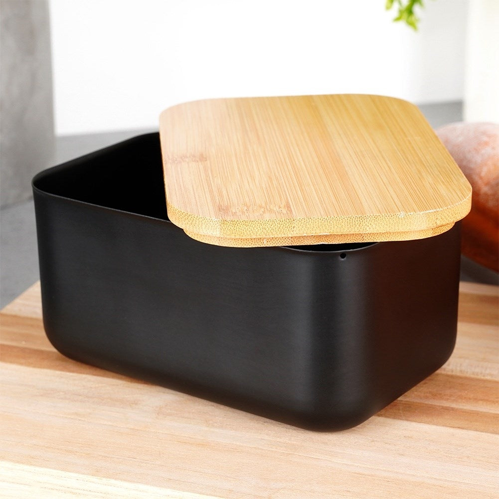 Black steel butter bowl with bamboo lid - Storage & serving