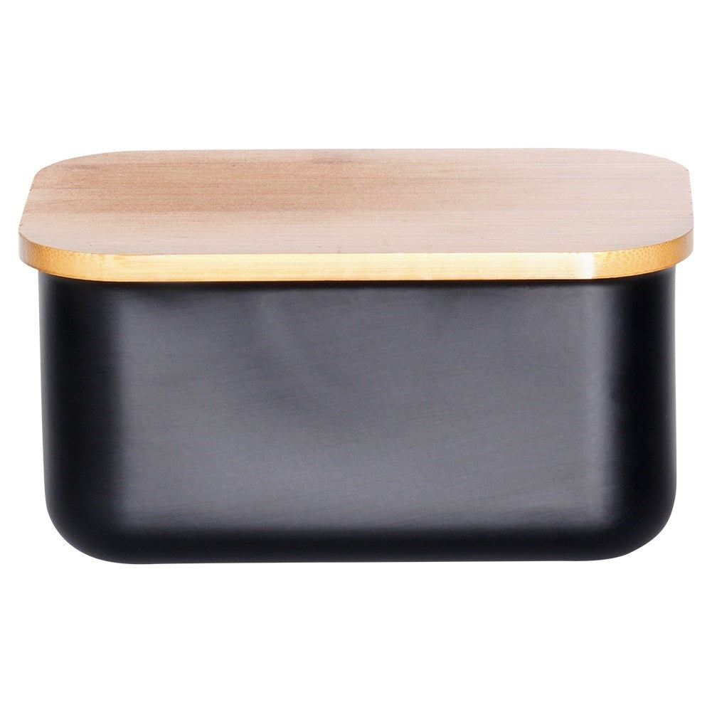 Black steel butter bowl with bamboo lid - Storage & serving