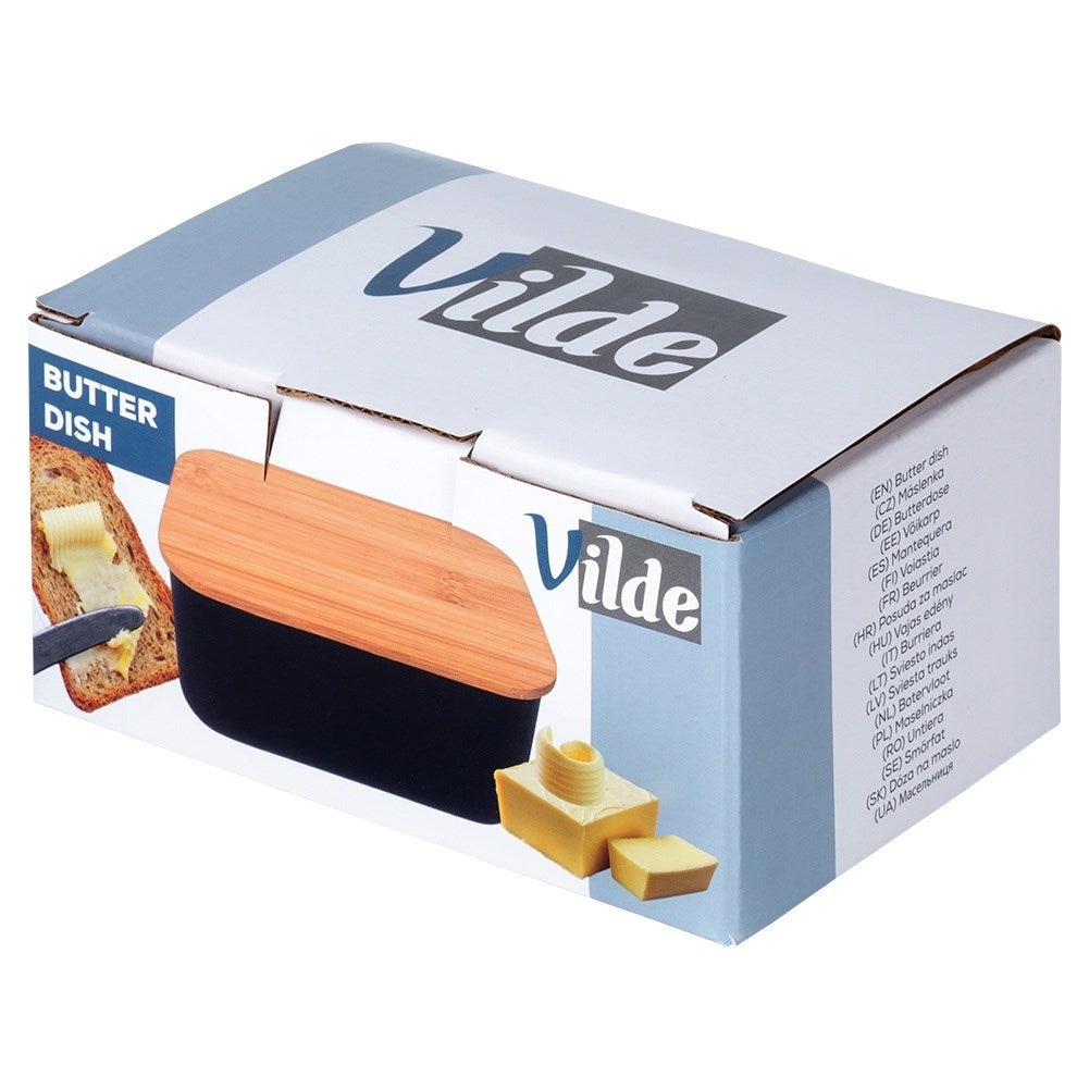 Black steel butter bowl with bamboo lid - Storage & serving