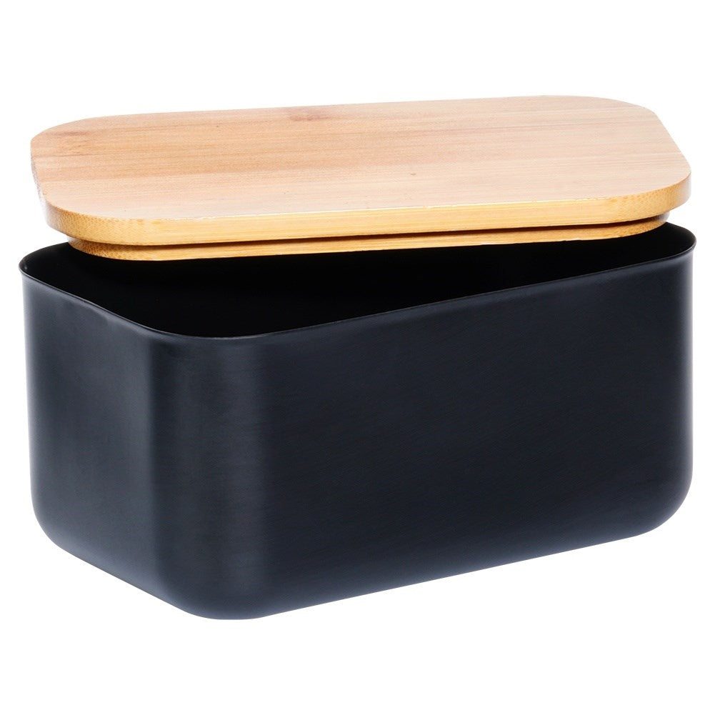 Black steel butter bowl with bamboo lid - Storage & serving