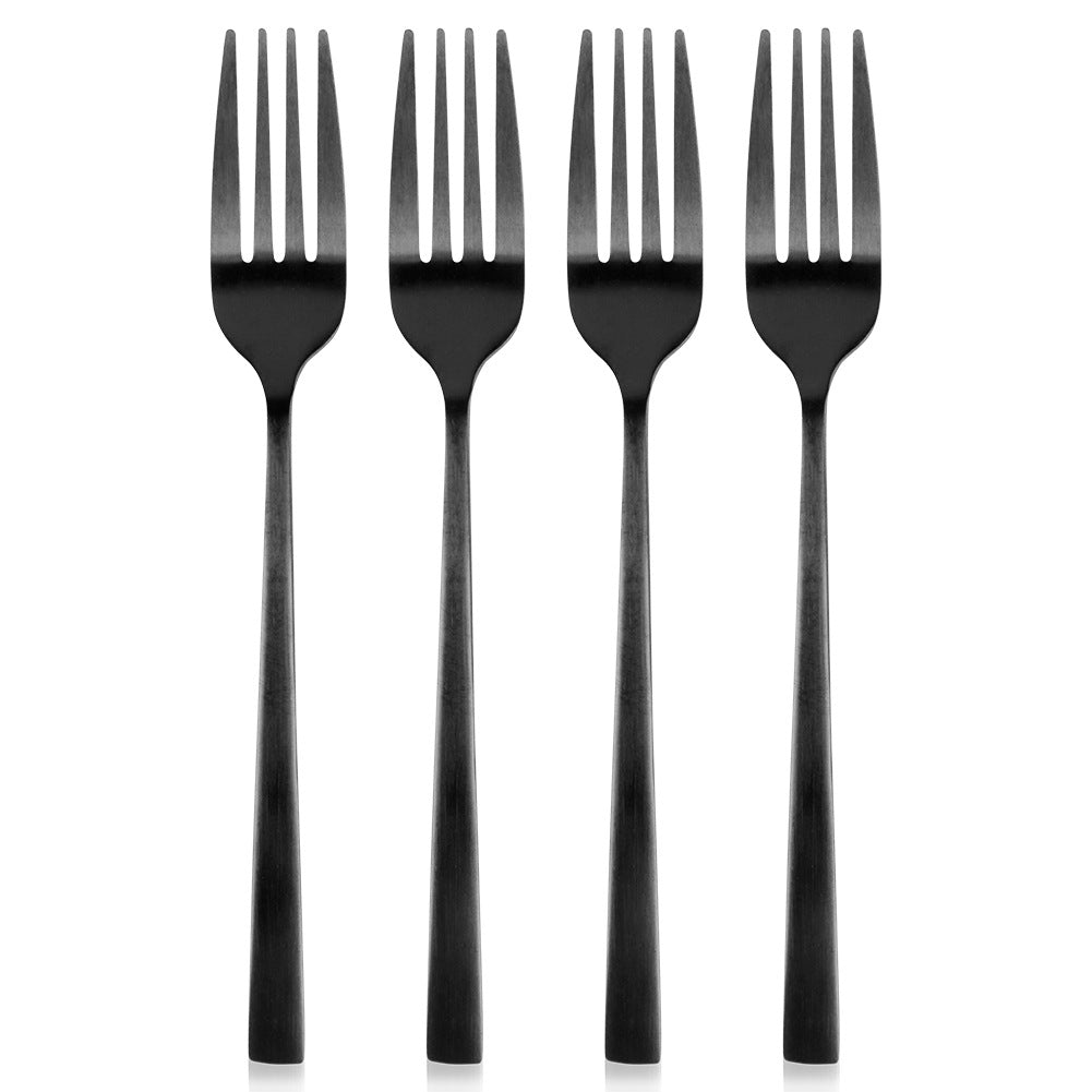Black steel dessert forks, 4 pcs.