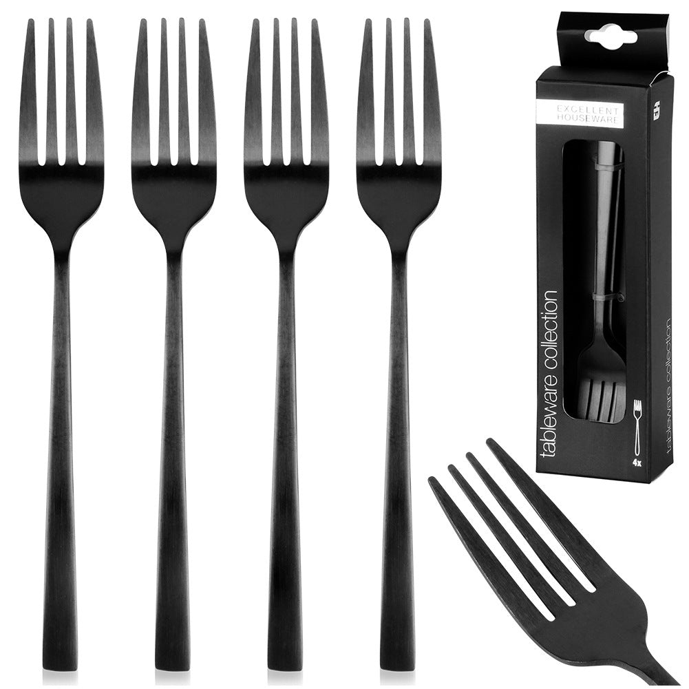 Black steel dessert forks, 4 pcs.