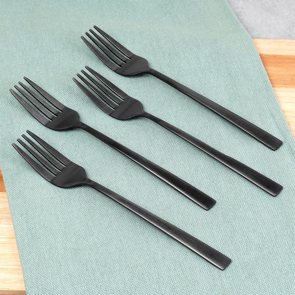 Black steel dessert forks, 4 pcs.