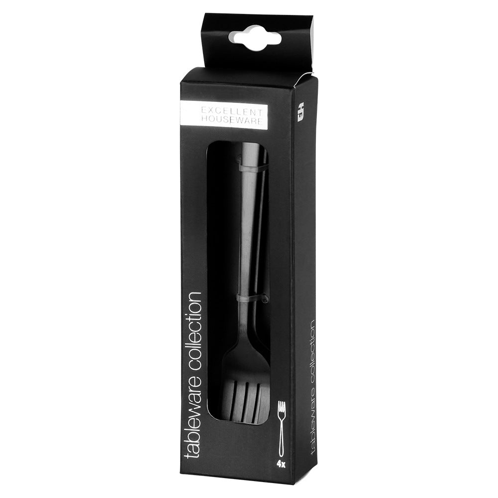 Black steel dessert forks, 4 pcs.