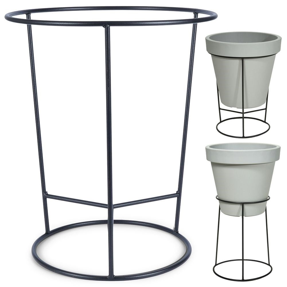 Black steel flower stand for pots, adjustable diameter