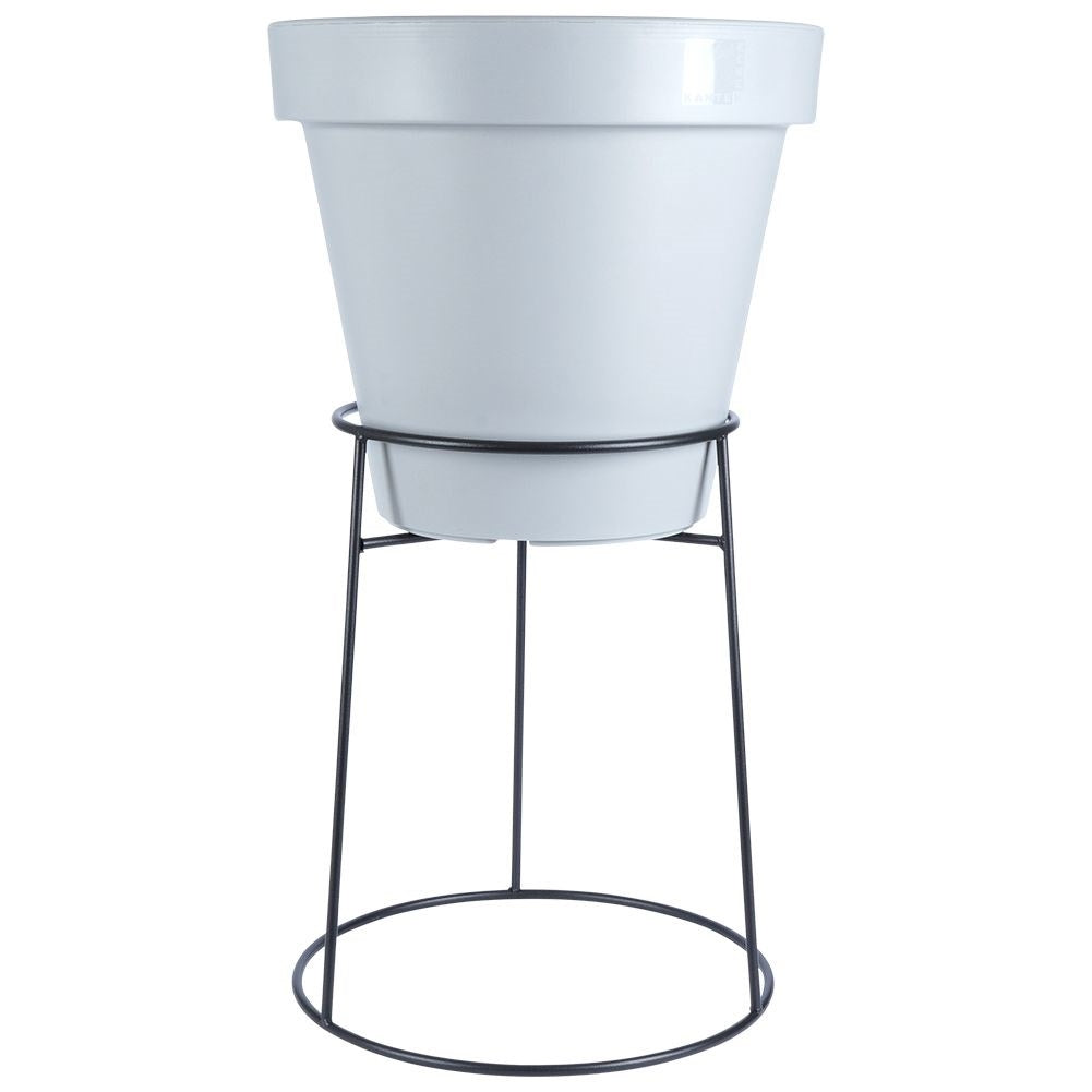 Black steel flower stand for pots, adjustable diameter