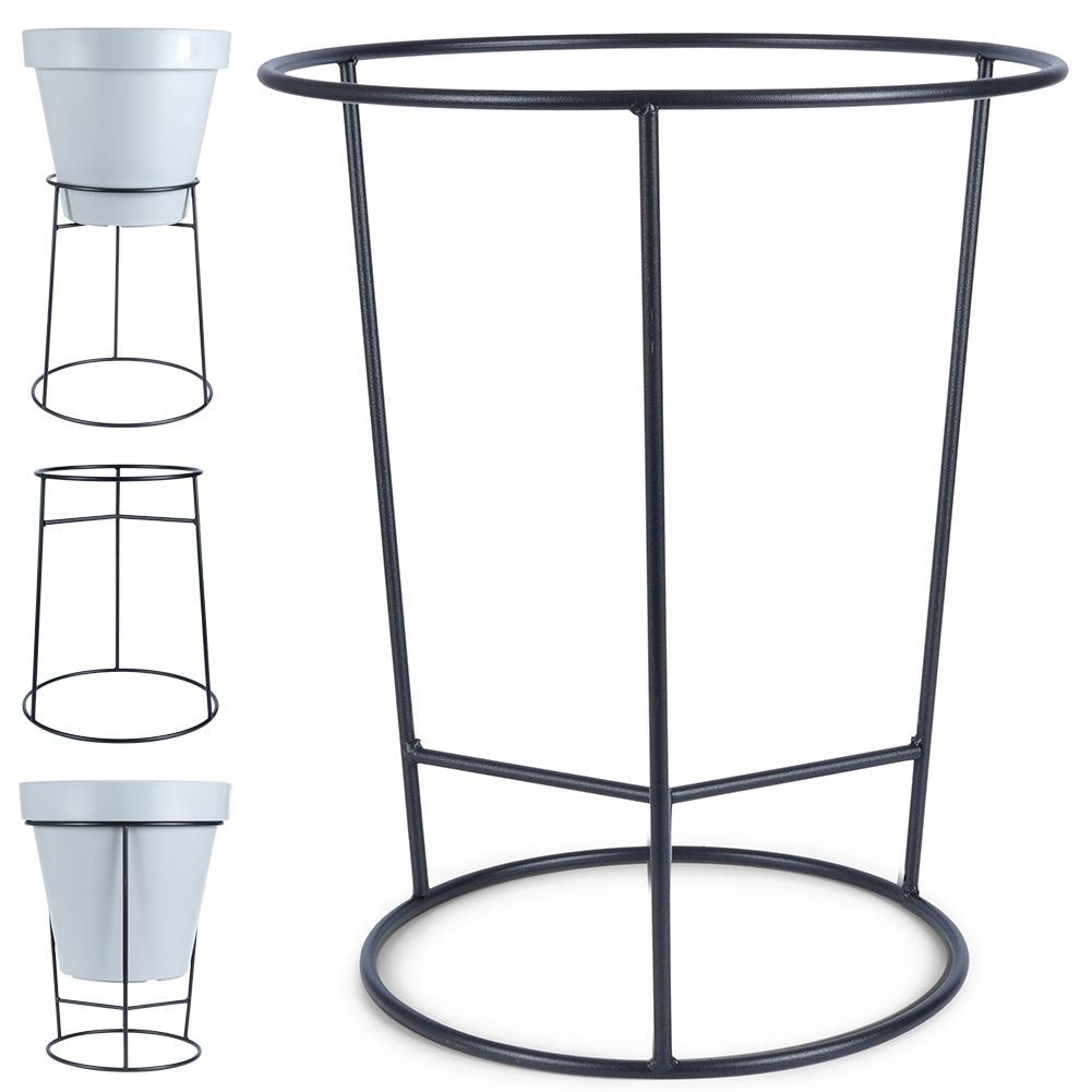 Black steel flower stand for pots, adjustable diameter