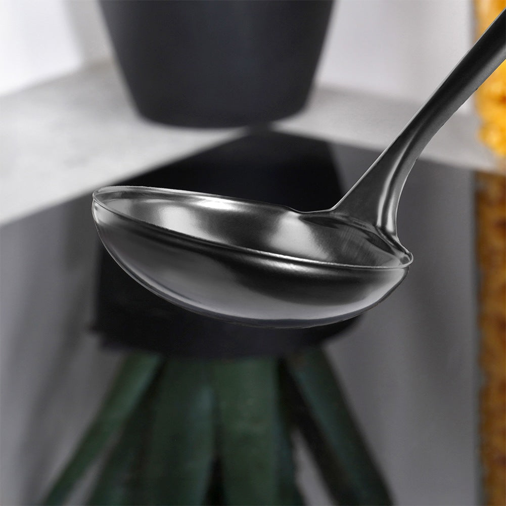 Black steel ladle 60 ml, 30 cm